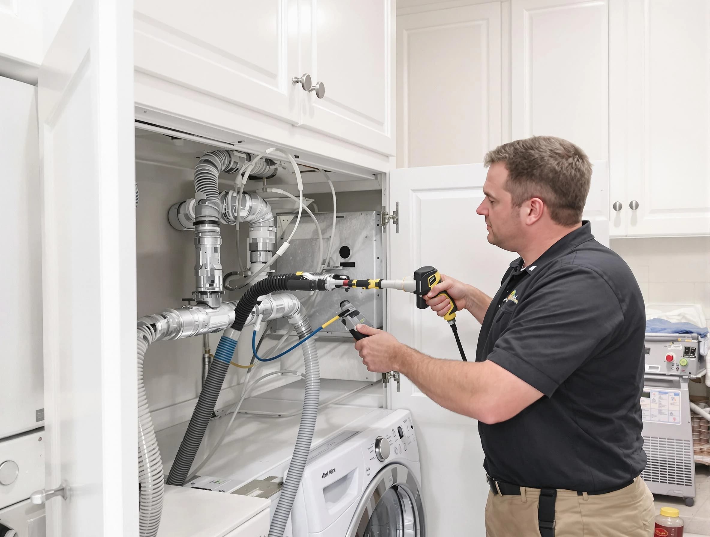 Chamblee Dryer Vent Cleaning professional removing severe blockage from a clogged dryer vent in Chamblee