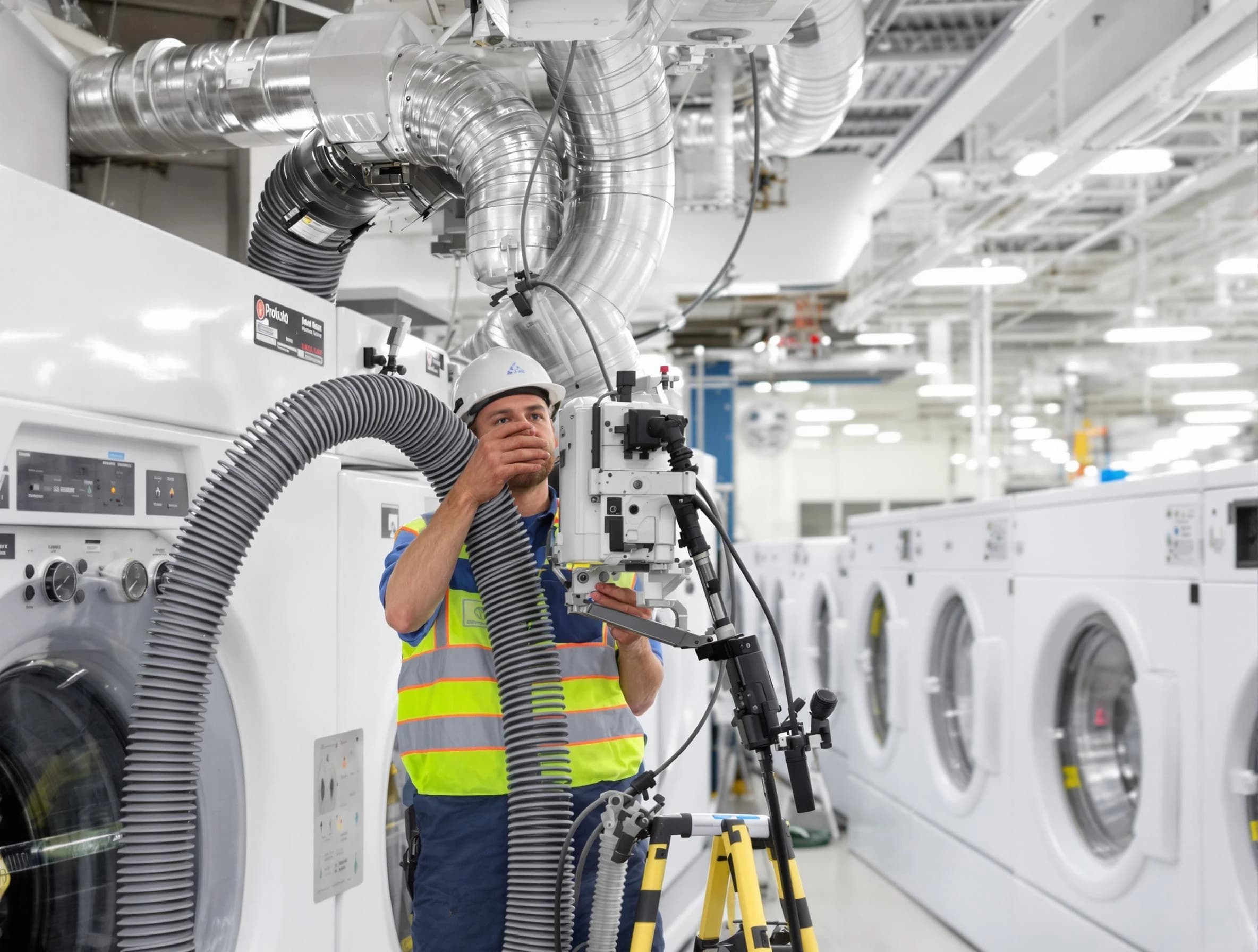 Chamblee Dryer Vent Cleaning team performing commercial-grade dryer vent cleaning at a business facility in Chamblee