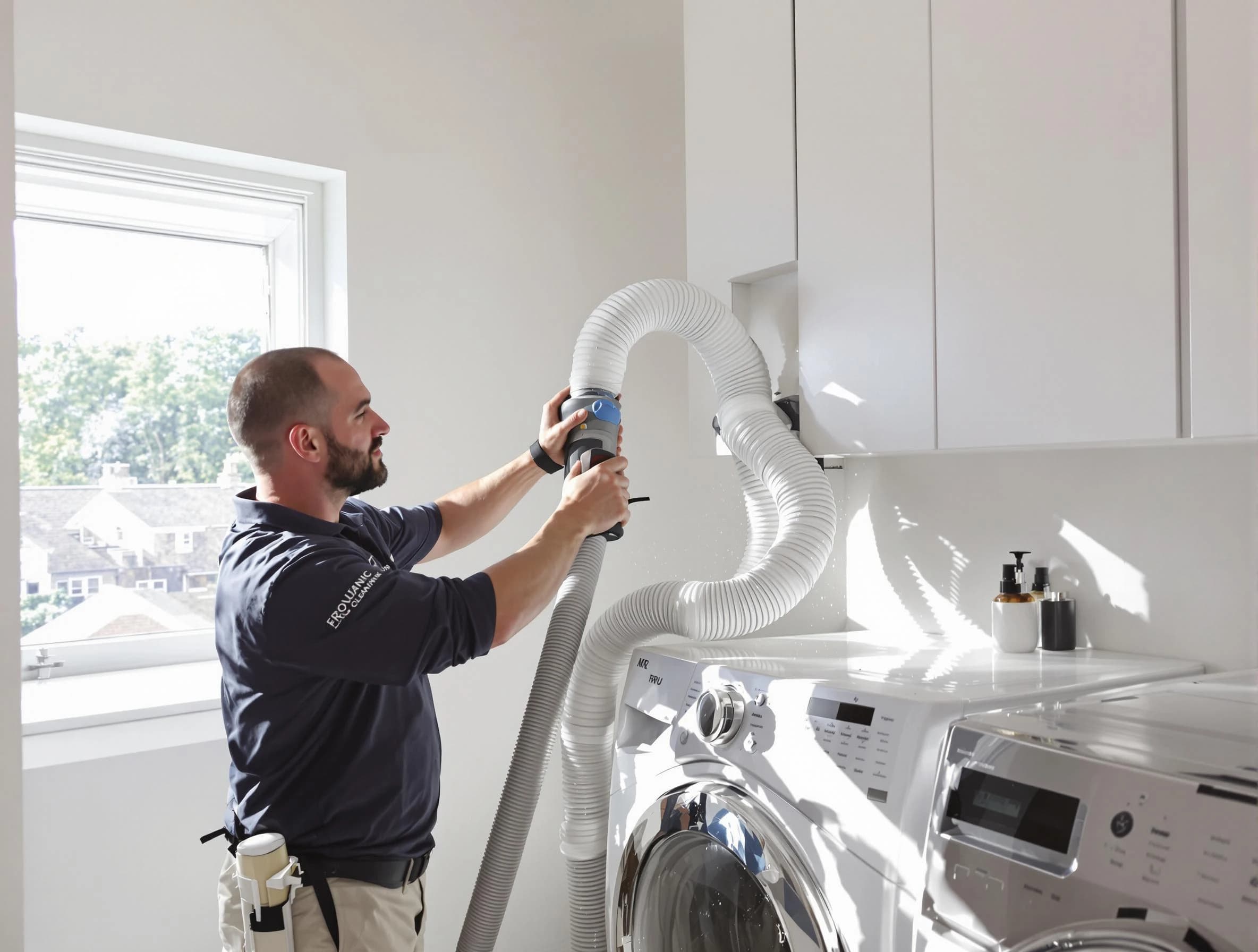 Certified Chamblee Dryer Vent Cleaning technician performing dryer vent cleaning in Chamblee