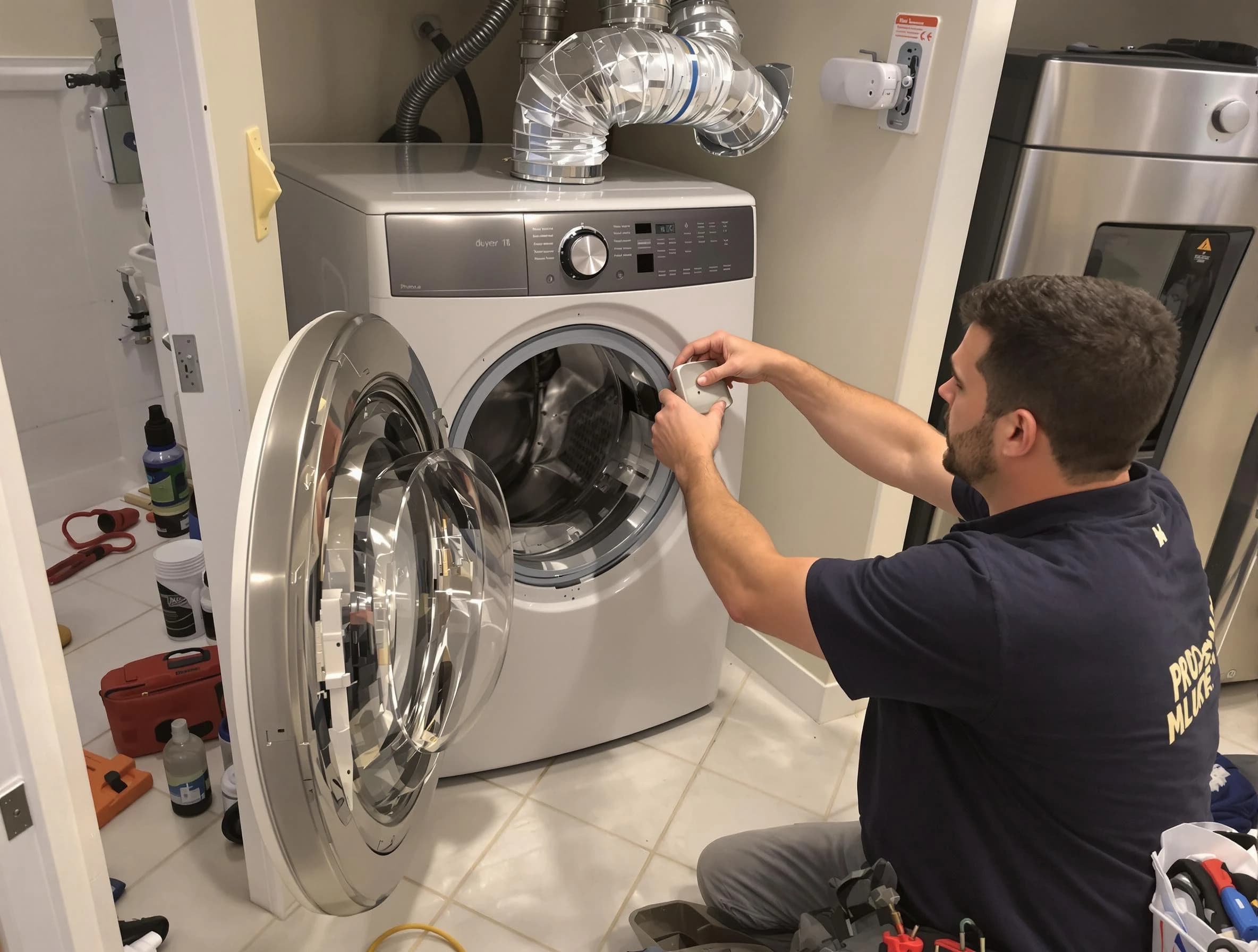 Chamblee Dryer Vent Cleaning technician performing precise dryer vent hose installation in Chamblee