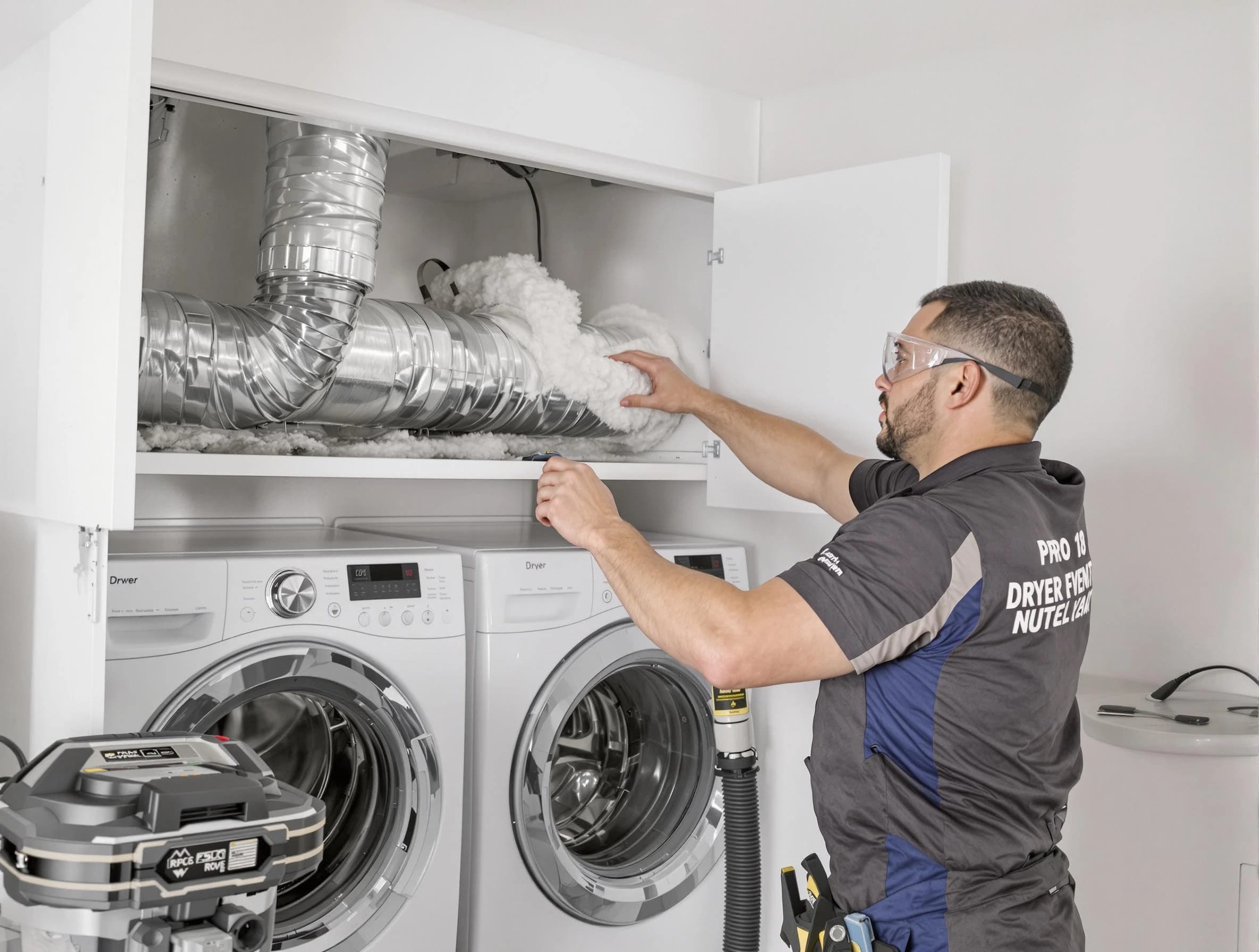 Chamblee Dryer Vent Cleaning certified technician performing specialized gas dryer vent cleaning in Chamblee