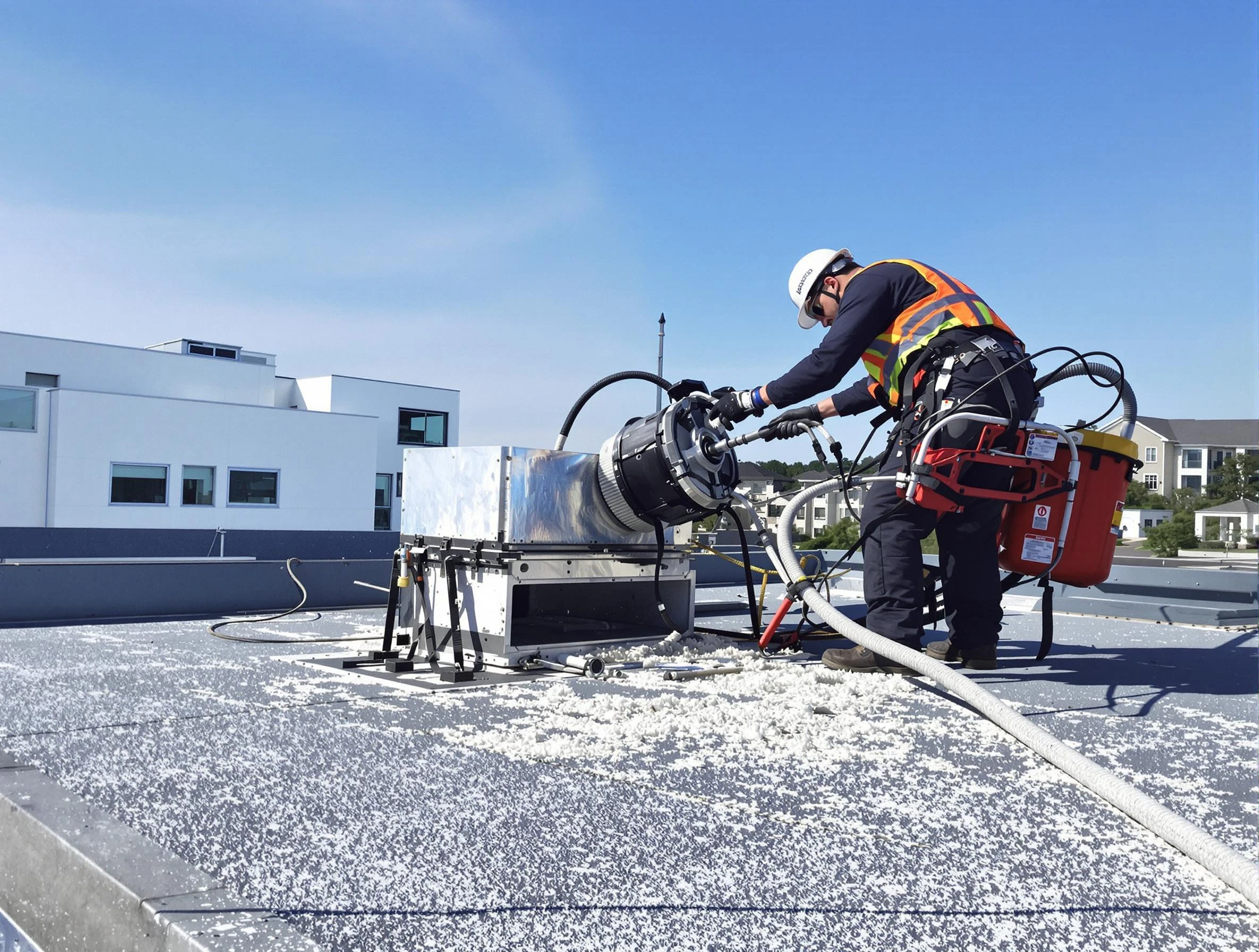 Cleaning Dryer Vent On Roof in Chamblee