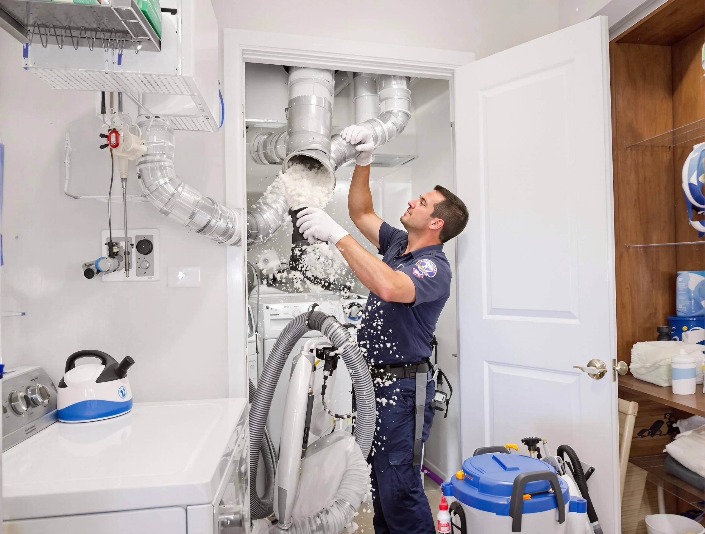 Chamblee Dryer Vent Cleaning technician delivering thorough residential dryer vent cleaning service in Chamblee